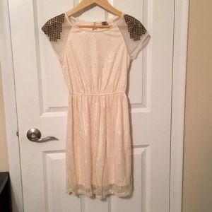 Delicate White Lace Dress with Studs